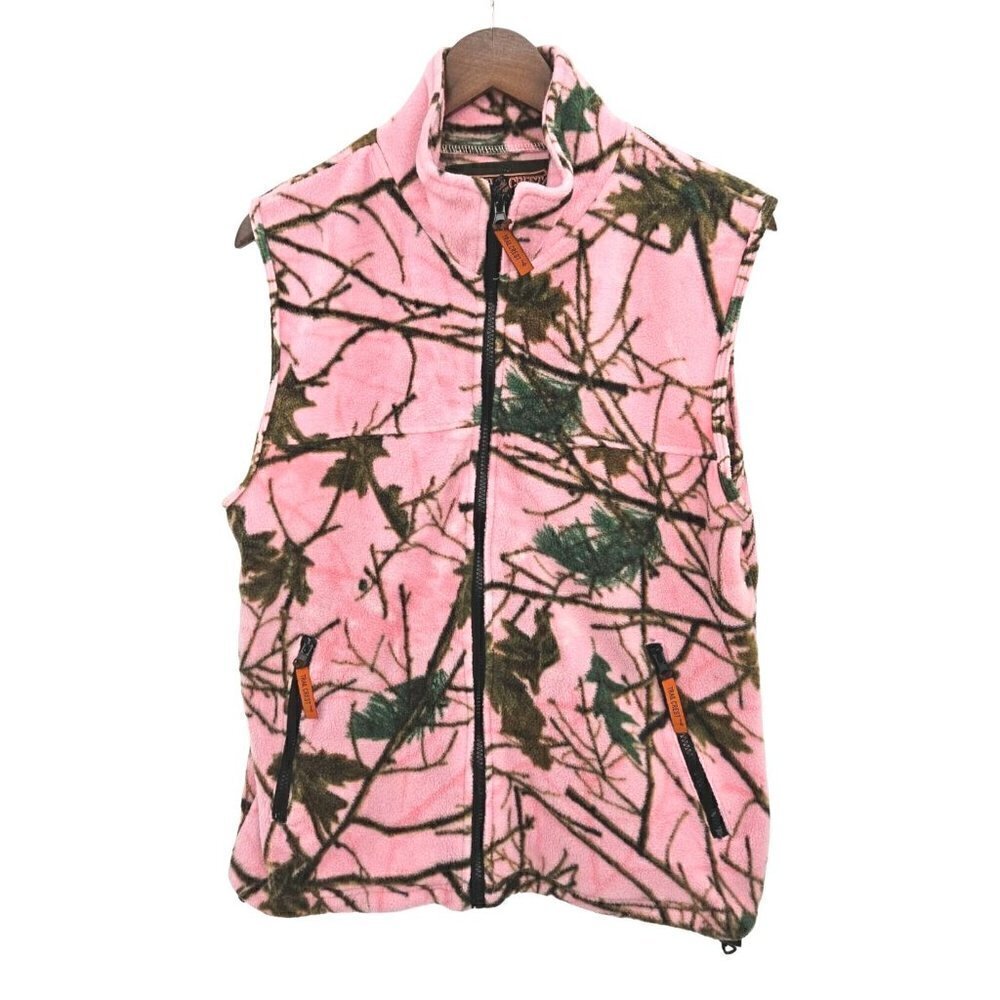 Trail Crest Pink Camouflage Vest Fleece Womens Size Small 4 6 8 Zipper Pockets